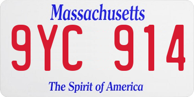 MA license plate 9YC914
