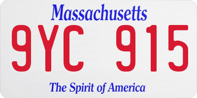 MA license plate 9YC915