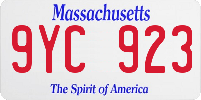 MA license plate 9YC923