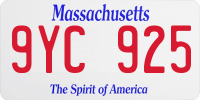 MA license plate 9YC925