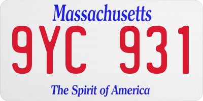 MA license plate 9YC931