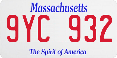 MA license plate 9YC932