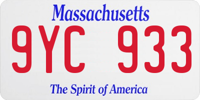 MA license plate 9YC933
