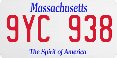 MA license plate 9YC938