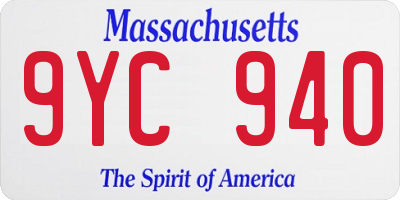MA license plate 9YC940