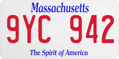 MA license plate 9YC942