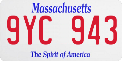 MA license plate 9YC943