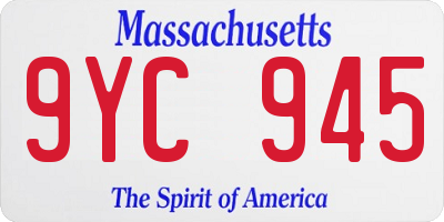 MA license plate 9YC945