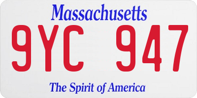 MA license plate 9YC947