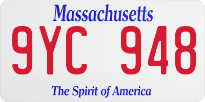 MA license plate 9YC948