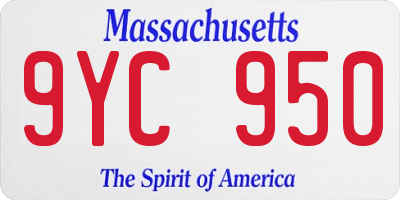 MA license plate 9YC950