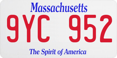 MA license plate 9YC952