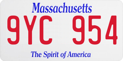 MA license plate 9YC954