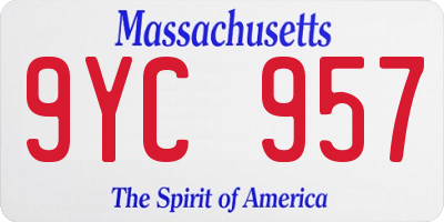 MA license plate 9YC957
