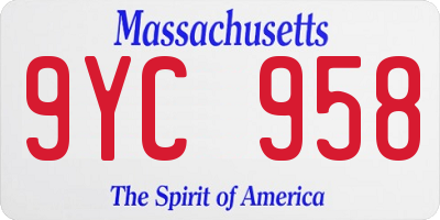 MA license plate 9YC958