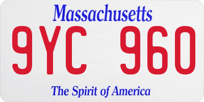 MA license plate 9YC960