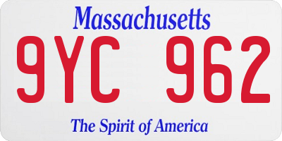 MA license plate 9YC962