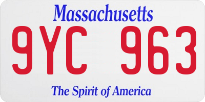 MA license plate 9YC963
