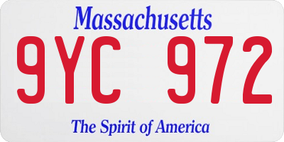 MA license plate 9YC972