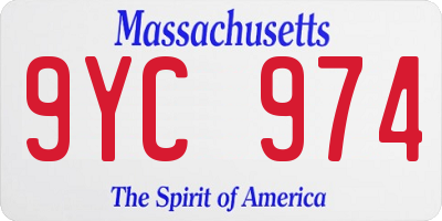 MA license plate 9YC974
