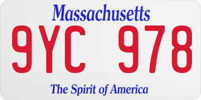 MA license plate 9YC978