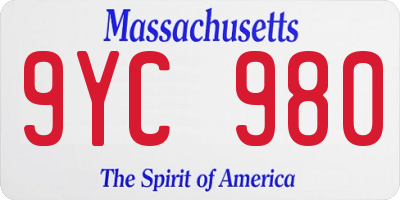 MA license plate 9YC980