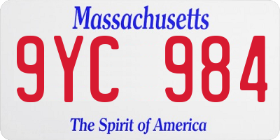 MA license plate 9YC984