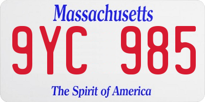 MA license plate 9YC985