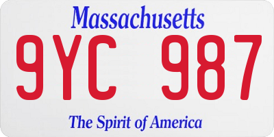 MA license plate 9YC987