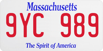 MA license plate 9YC989