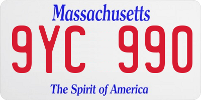 MA license plate 9YC990