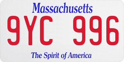 MA license plate 9YC996