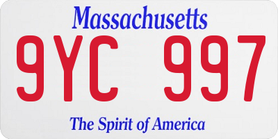 MA license plate 9YC997