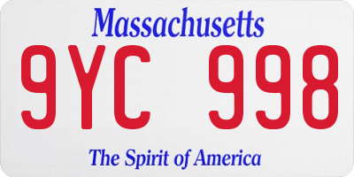 MA license plate 9YC998