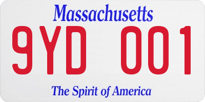 MA license plate 9YD001