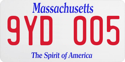 MA license plate 9YD005
