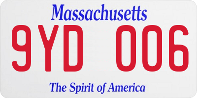MA license plate 9YD006