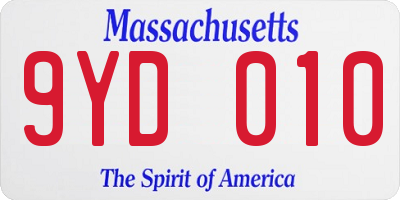 MA license plate 9YD010