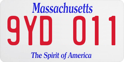 MA license plate 9YD011