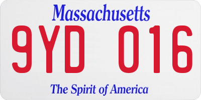 MA license plate 9YD016