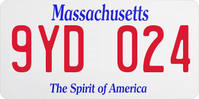 MA license plate 9YD024