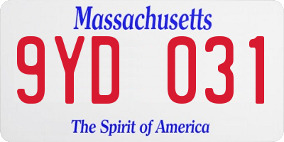 MA license plate 9YD031