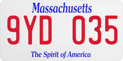 MA license plate 9YD035