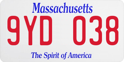 MA license plate 9YD038