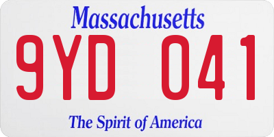 MA license plate 9YD041