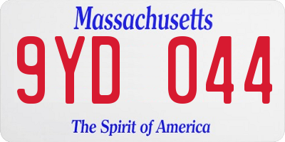 MA license plate 9YD044