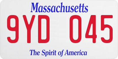 MA license plate 9YD045