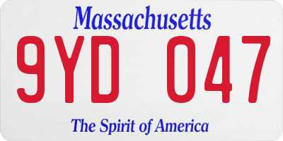 MA license plate 9YD047
