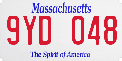 MA license plate 9YD048