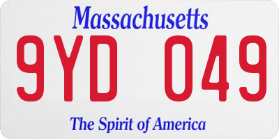 MA license plate 9YD049